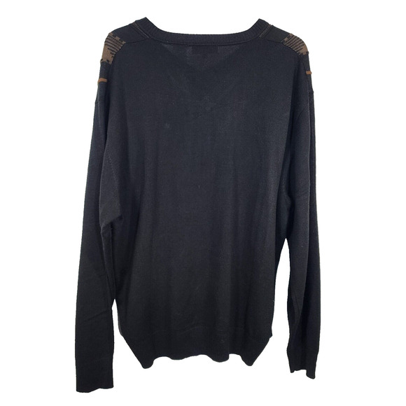 Cellini Collezione Sweater Men's XL Pullover Brown Black Wool Blend 90s Vintage - Picture 2 of 7